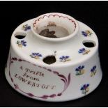 Rare Trifle from Lowestoft inkwell, circa 1790 decorated with Derby style cornflower sprig design,