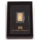 Coin portfolio management, modern George and the Dragon gold ingot, boxed with certificate