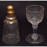 Well engraved ovoid wine glass decorated with neo-classical designs and scrolls etc on a similarly