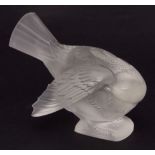 Lalique frosted glass model of a pigeon, R Lalique stencil mark to base, circa late 20th century,