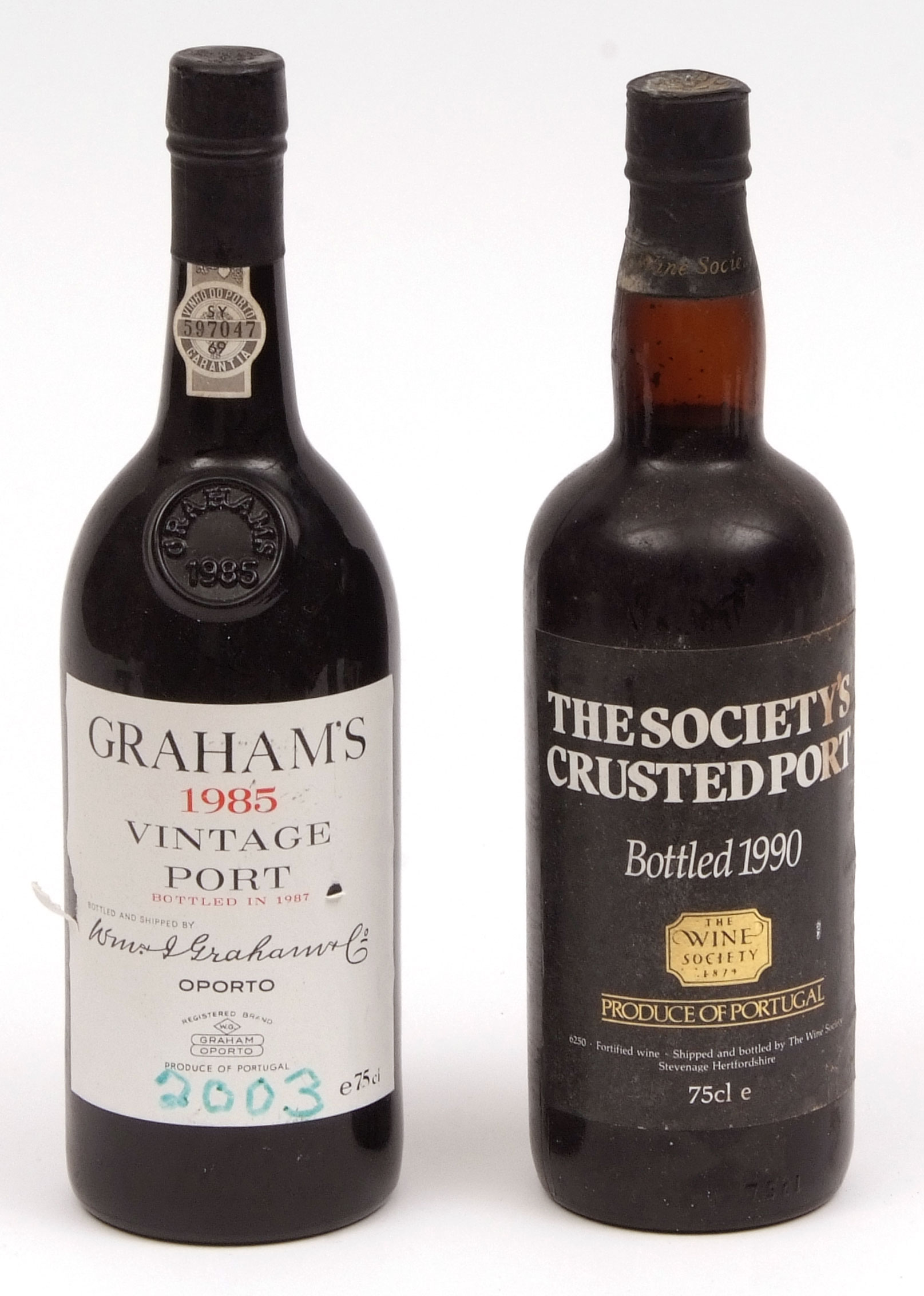 Grahams 1985 Vintage Port and The Wine Society s Crusted Port bottled 1990, 1 bottle of each