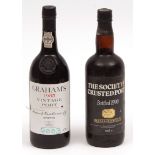 Grahams 1985 Vintage Port and The Wine Society s Crusted Port bottled 1990, 1 bottle of each