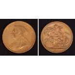 UK Queen Victoria veiled head sovereign, Melbourne Mint