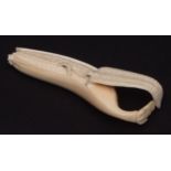 Japanese ivory carving of a partially peeled banana, early 20th century, 5ins long