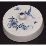 Very rare Lowestoft paper-weight, circa 1760 the heavy circular base decorated in a grey tone of