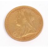 UK Queen Victorian veiled head 1899 sovereign