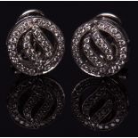 Vintage pair of 18ct white gold Chimente diamond cluster earrings, circular open work design, the