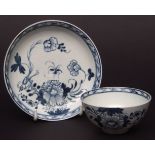 Liverpool (James Pennington) teabowl and saucer, painted in blue, saucer 5ins (2)