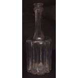 18th century glass cruciform decanter with slender stem, a/f, 9 1/2 ins high