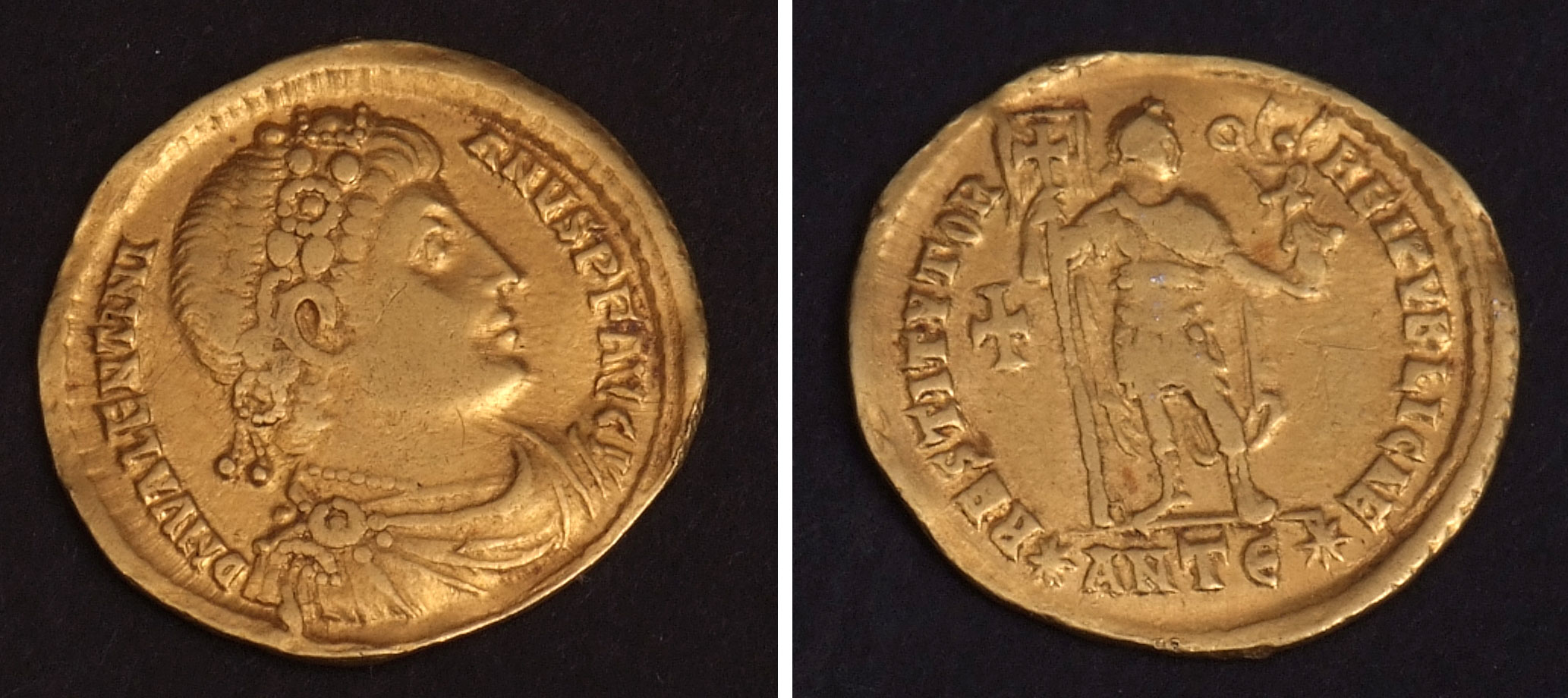 Roman Empire Valentinian I (364-375AD) gold semisse (half-solidus) minted in Antioch, 20mm, 2gms