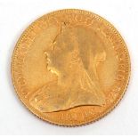 UK Queen Victoria veiled head 1899 sovereign