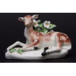 Derby model of a deer circa 1770, 4ins