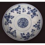 Chinese porcelain circular dish, the interior in underglaze blue with floral sprays and roundels,