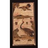 Japanese ivory card case decorated in gilt lacquer and small areas of abalone inlay with cranes