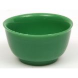 Chinese apple green glass bowl, 4 1/4 ins diam x 2 1/4 ins high