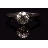 Precious metal single stone diamond ring, the circular brilliant cut diamond (0.70ct approx), claw