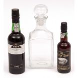 Dows LBV Port 37 1/2 cl, the Port of Leith Reserve Port 20 cl, together with a decanter (3)