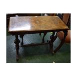 Victorian mahogany walnut fold-over tea table with interior with decorative inlaid marquetry panel