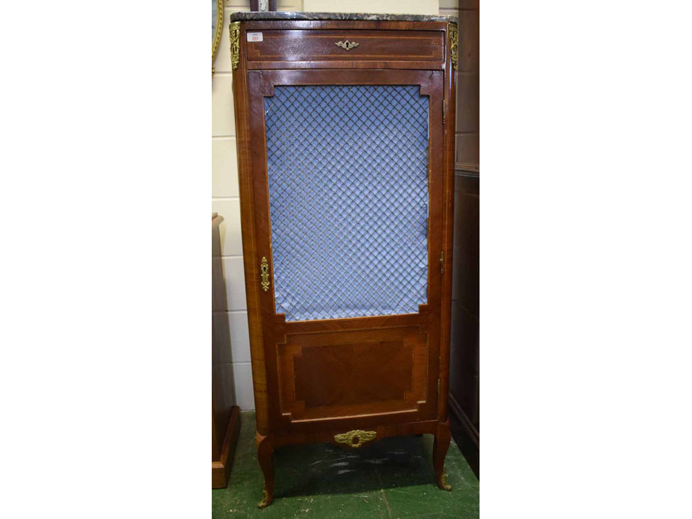 Reproduction French marble topped side cabinet, 23ins wide