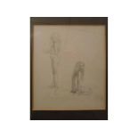 Margaret Care, signed and pencilled to margin, black and white etching, female nude seated on a