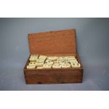 Box of collection of composition/bone mah jong counters, inscribed 'Venistele'