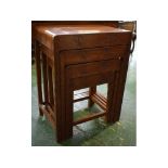 Nest of four Oriental hardwood carved tables, largest 20ins x 14ins x 26ins