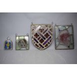 Small collection of various stained glass panels