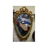 Reproduction gilded wall mirror, 25ins high