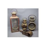 Four various vintage carriage and other lamps