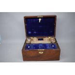 Victorian rosewood silver plated lidded fitted vanity box, 12ins wide