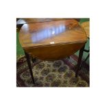 George III mahogany drop leaf mahogany Pembroke table, with satinwood banding and single drawer to