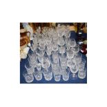 Mixed Lot: 20th century clear cut glass wares, some by Thomas Webb to include tumblers, champagne