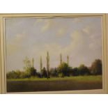 A Djacmi, signed, oil on board, Horses grazing in a meadow, 12 x 16 1/2 ins