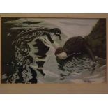 Rex Flood, signed and dated 1972, gouache, Otters, 11 x 18ins