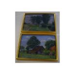 Lippe van Neuhaus, pair of oils on board, Country scenes, 6 x 8 1/2 ins (2)