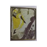 After Toulouse Lautrec, reproduction poster, Jane Avril, 28 1/2 x 22 1/2 ins