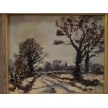 Brian Ripper, signed oil on board, Norfolk landscape in Winter, 9 x 11ins