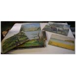 Marjorie Neden, group of 13 oils on board, Landscape and other studies, assorted sizes, all unframed