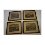 Set of four antique hunting prints