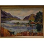 Veronica Daniel, signed oil on canvas, "Lake Killarney", 16 x 24ins