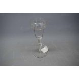 19th century air twist stem wine glass (repaired) with etched detail to rim (a/f), 7ins tall