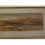 Sam McLarnon, signed watercolour, Irish coastal scene, 10 x 24ins