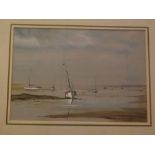 Peter Solly, signed watercolour, "Low Tide, Wells", 9 x 13 1/2 ins