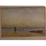 William Freeman, watercolour, Figures by a lake, 14 x 21ins, Coastal scene with figures, 15 x 21ins,