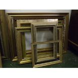 Group of eight Victorian and later gilt gesso and other picture frames, assorted sizes (8)