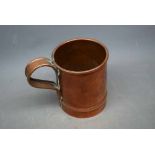 Victorian copper tankard with shaped riveted handle, 5 1/2 ins tall