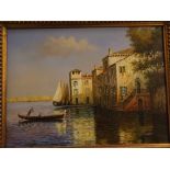 Signed pair of modern oils on canvas, Venetian scenes, 11 1/2 x 15ins