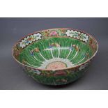 20th century Chinese bowl with a floral and butterfly design, 8ins diam