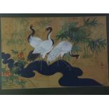 Chinese School, signed lower right, watercolour, Three Storks, 23 x 35ins