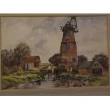 Ronald Crampton, signed watercolour, "Stubbs Mill near Hickling", 12 1/2 x 19ins